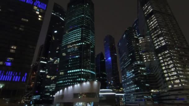 Moskou City Gebouw Nachts Uitzicht Vanaf Het Observatieplatform Moskou Rusland — Stockvideo