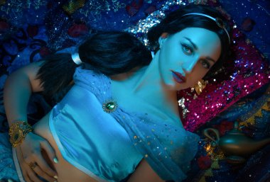 Beautiful princess closeup. Art photo.Jasmine princess cosplay.