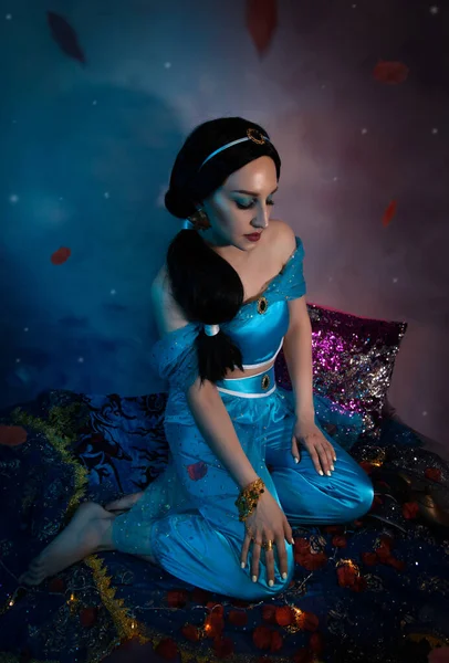 Piękne Zbliżenie Księżniczki Sztuka Zdjęcia Jasmine Księżniczka Cosplay — Zdjęcie stockowe