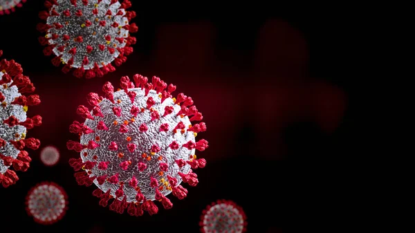 Koronavirus Covid Banner Červené Pozadí Ilustrace — Stock fotografie