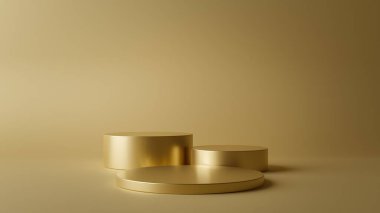 Altın arka planda lüks altın geometrik podyum. 3d Görüntü