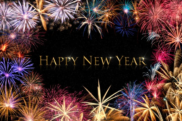 Happy New Year Fireworks Border — Stock Photo, Image