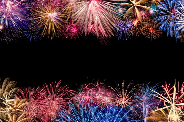 Colorful Fireworks Display Border — Stock Photo, Image