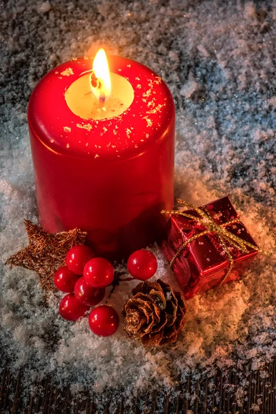 Tarjeta de Navidad - Fondo con vela —  Fotos de Stock