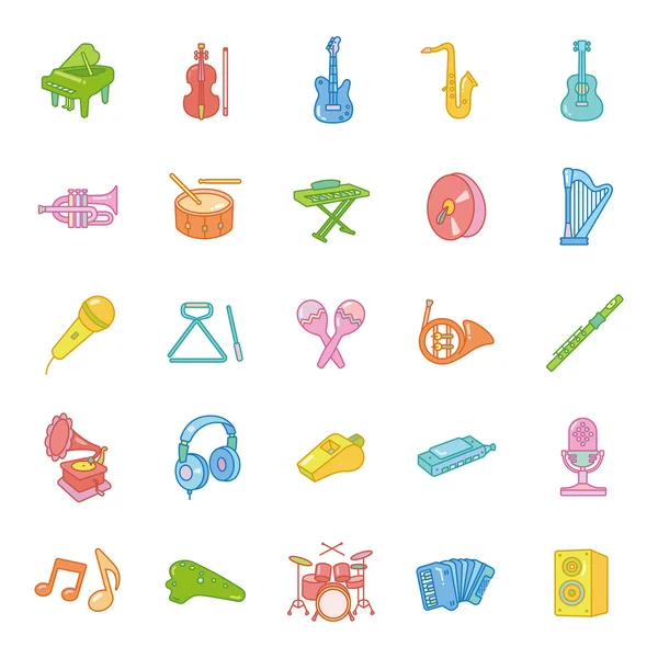 Muziek kleur vector iconen — Stockvector