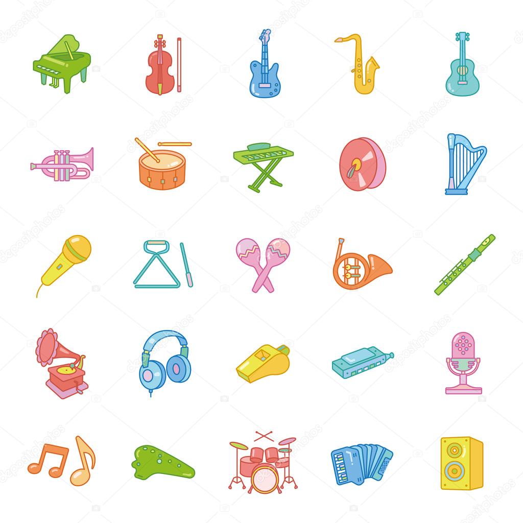 Music color vector icons