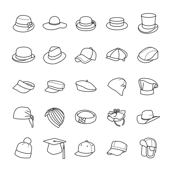 Шляпы очерчивают векторные значки — стоковый вектор