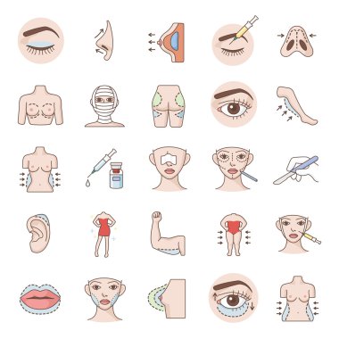 Plastik cerrahi renkli vektör simgeleri