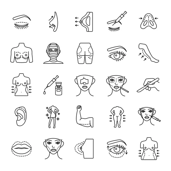 Plastic surgery outlines vector icons — Stock Vector