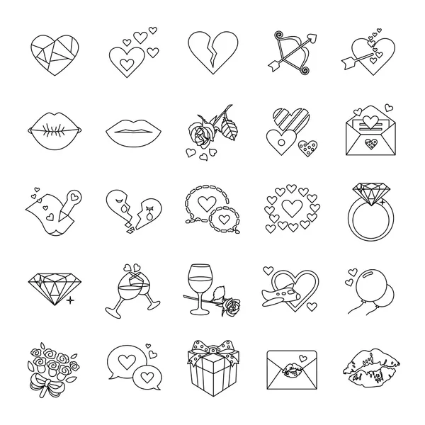 Romance outlines vector icons — Stock Vector