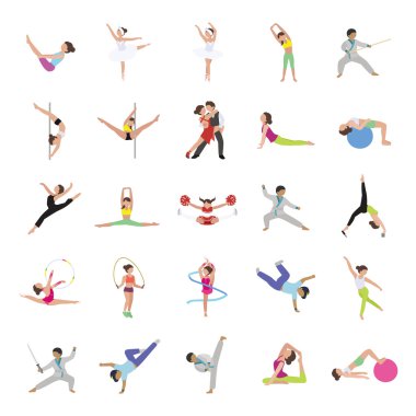 Dans ve Fitness vektör simgeler renk