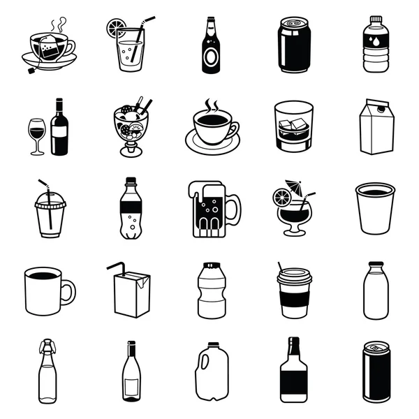 Getränke und Getränkebehälter — Stockvektor