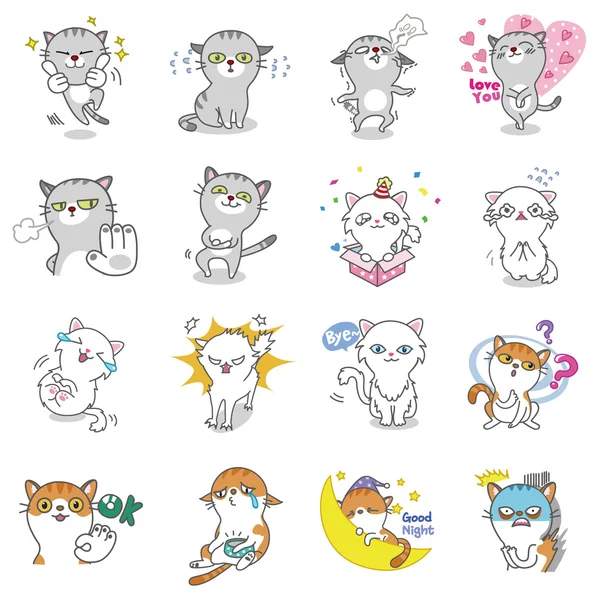 Cat vector emoticons — Stock Vector