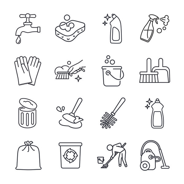 Cleaning outlines vector icons