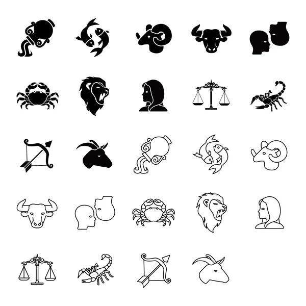 Iconos vectoriales de zodiaco y horóscopo — Archivo Imágenes Vectoriales