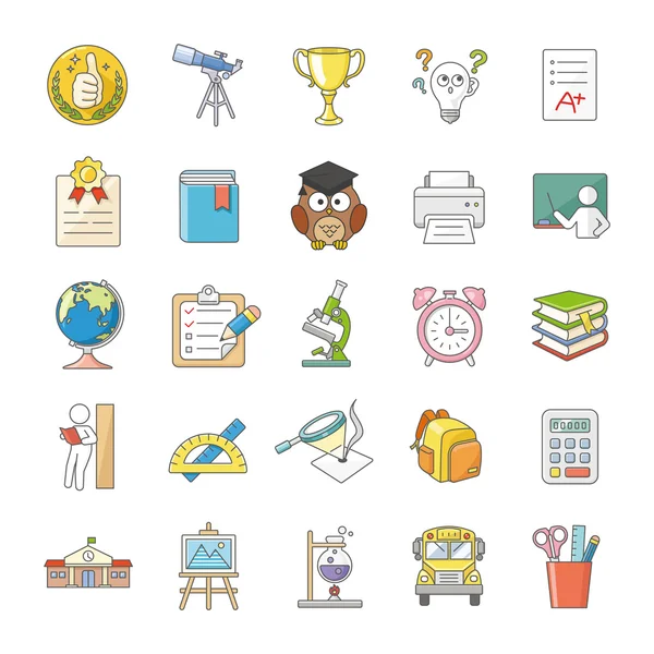 Education colors vector icons — Stock Vector