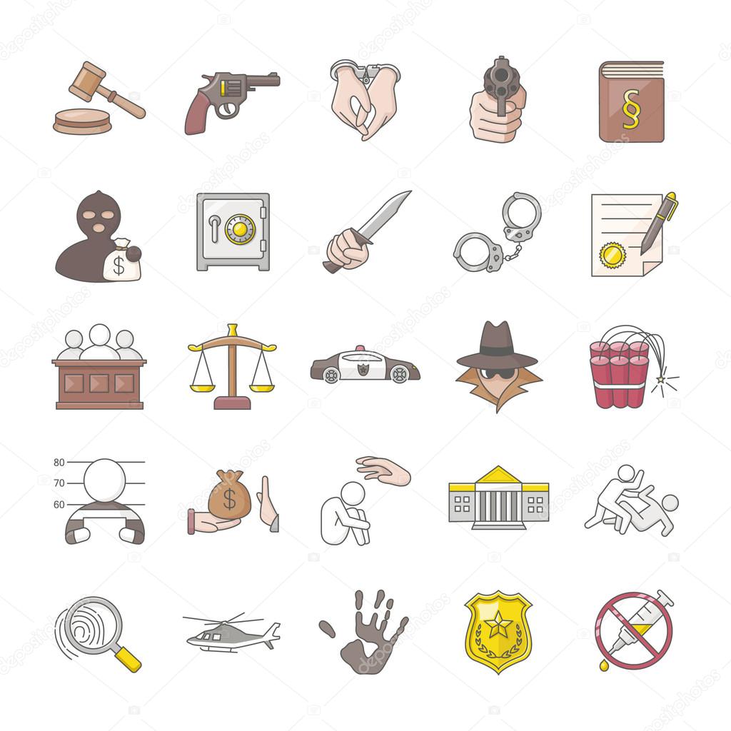 Crimes and Justice vector icons