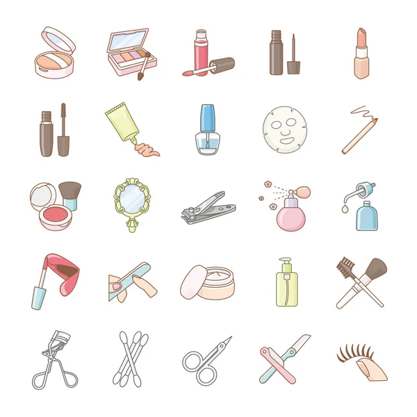 Beauty products color vector icons — Stock Vector