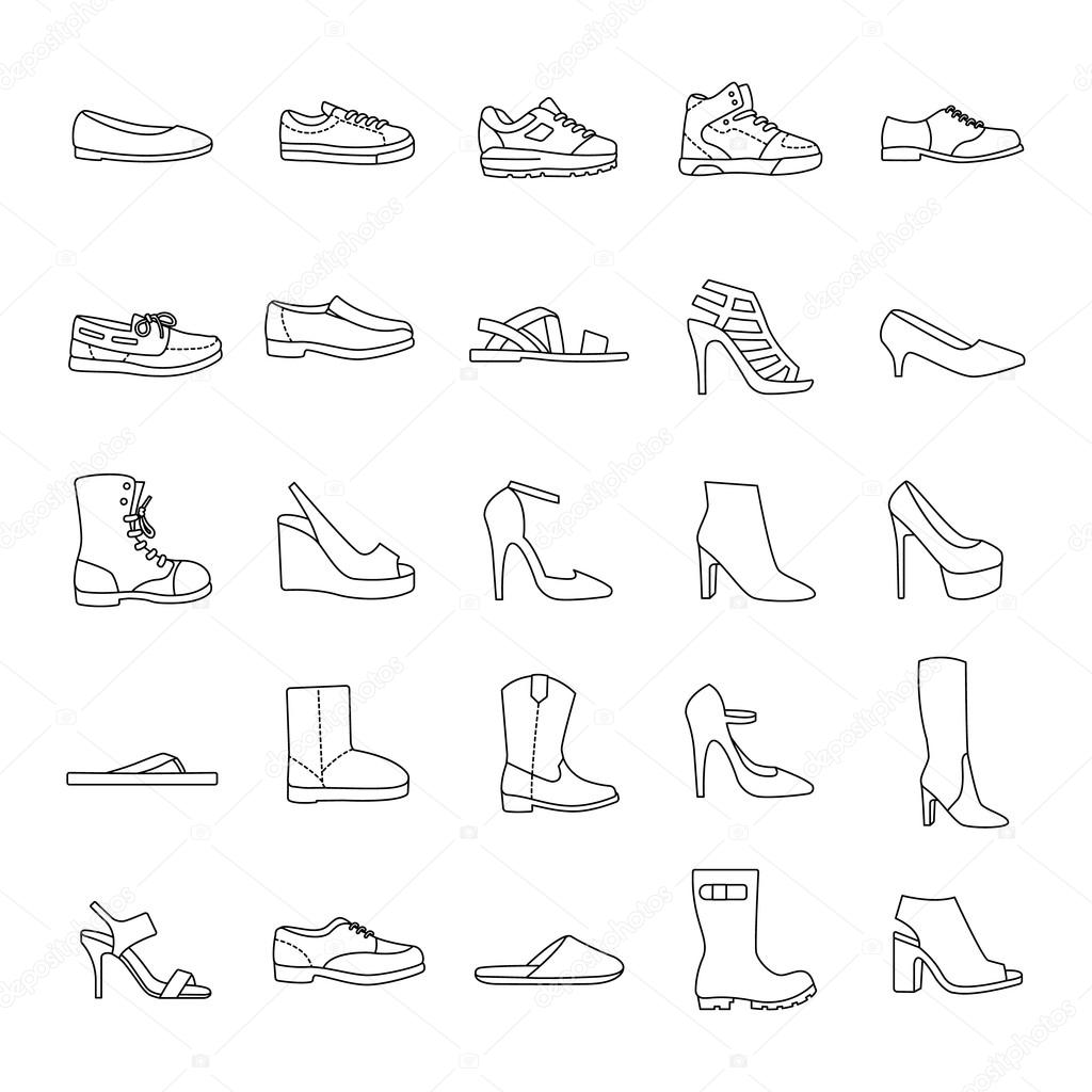 Shoes outlines vector icons
