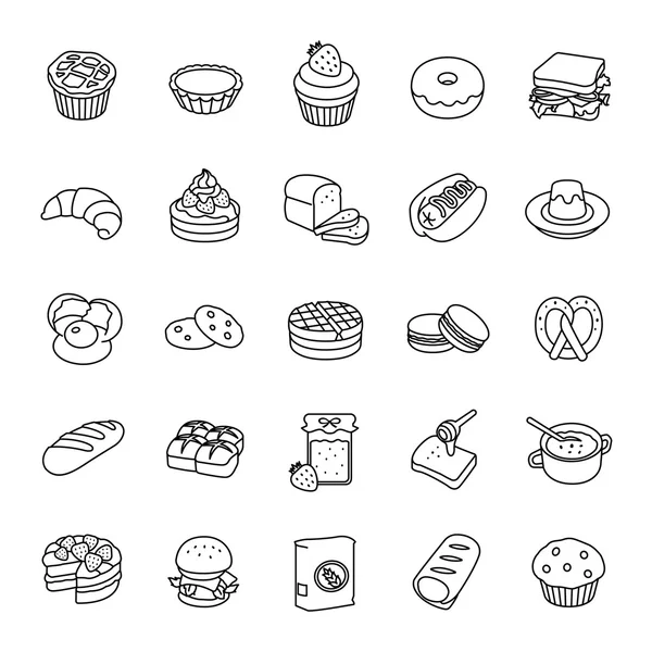 Panadería describe iconos vectoriales — Vector de stock