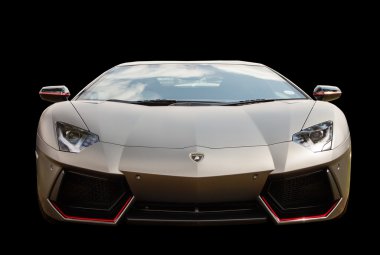 Moda model spor araba Lamborghini siyah arka plan üzerine izole. İtalyan Festivali. Modern araç tarzı. Yüksek teknoloji. lüks.