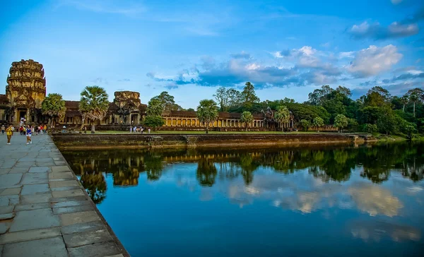 Entrada Principal Angkor Wat Entrada Central Complexo Histórico Estrada Para — Fotografia de Stock