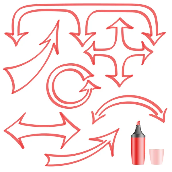 Flechas pintadas rotulador punta para su diseño . — Archivo Imágenes Vectoriales