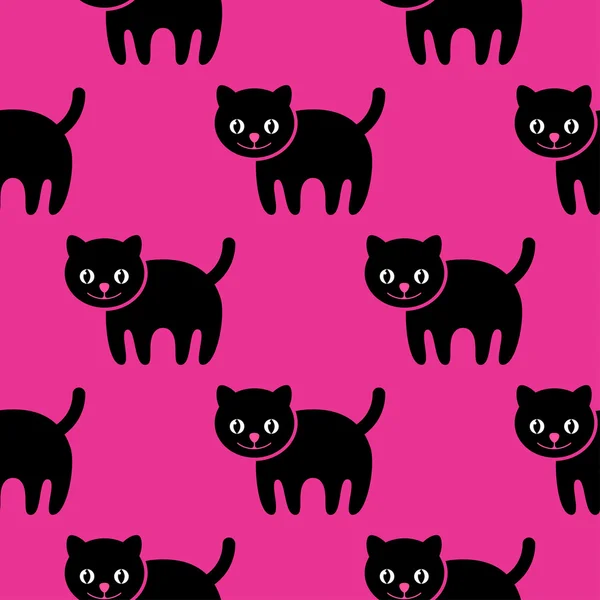 Nahtloses Muster. Kätzchen auf rosa Hintergrund. — Stockvektor