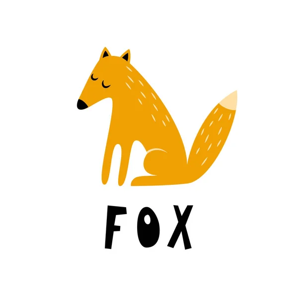 Fox drawn in cartoon style. Lettering. Vector. — Stock Vector