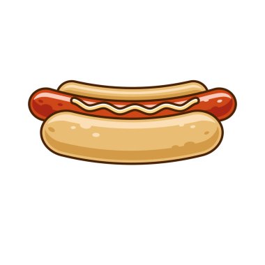 Sosisli sosisli sandviç. Fast food. Vektör.