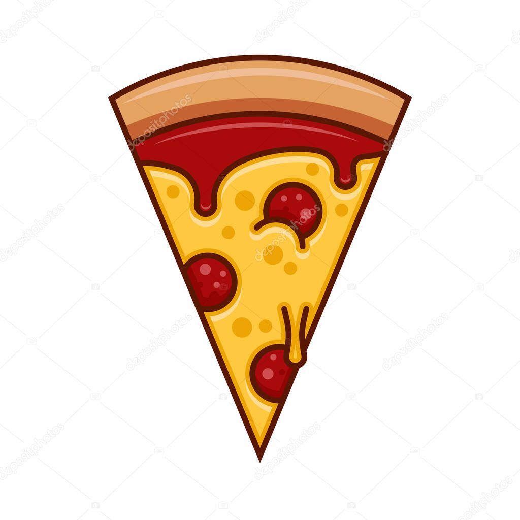 The stylized image of a pizza. Fast food. Flat style.