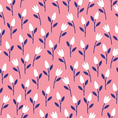 Kusursuz desenler. Mercan zemin üzerinde narin beyaz çiçekler.