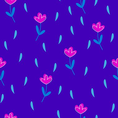 Kusursuz desen. Turuncu arka planda şekillendirilmiş çiçekler ve yapraklar.