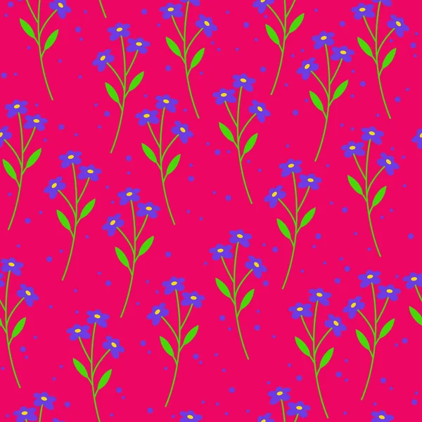 Nahtloses Muster. Stilisierte Blumen und Blätter auf rotem Hintergrund. — Stockvektor