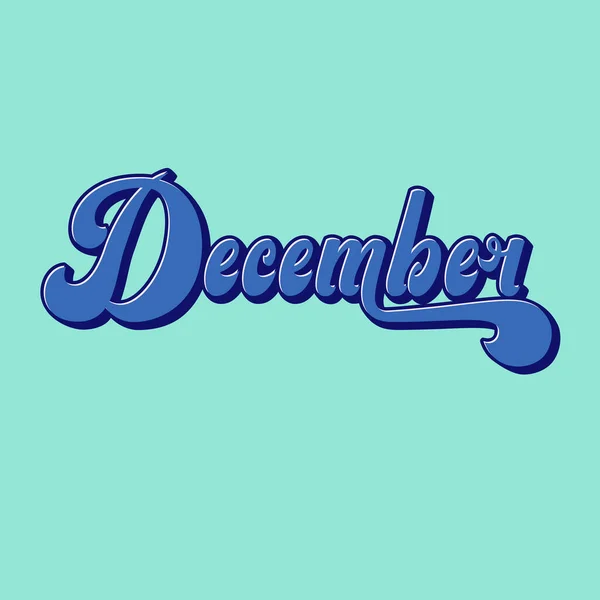 Diciembre. Letras. Letras volumétricas. Inscripción hecha a mano. — Vector de stock