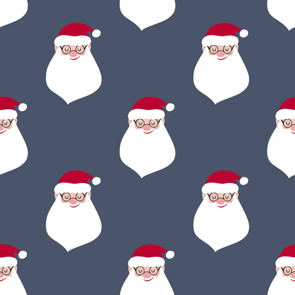 Nahtloses Muster. Der Weihnachtsmann auf grauem Hintergrund. Vektorillustration. — Stockvektor