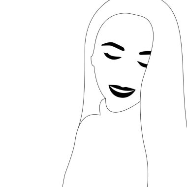 Devamlı çizim sanatı ya da bir kadın resmi çizimi. Vektör illüstrasyonu.