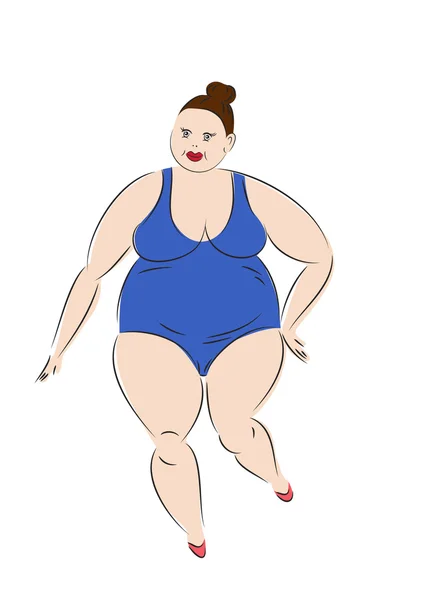Mulher gorda . — Vetor de Stock