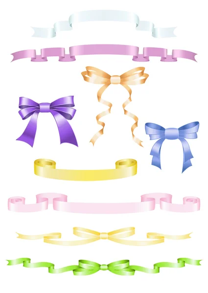 Set of ribbons and bows. — Stock Vector