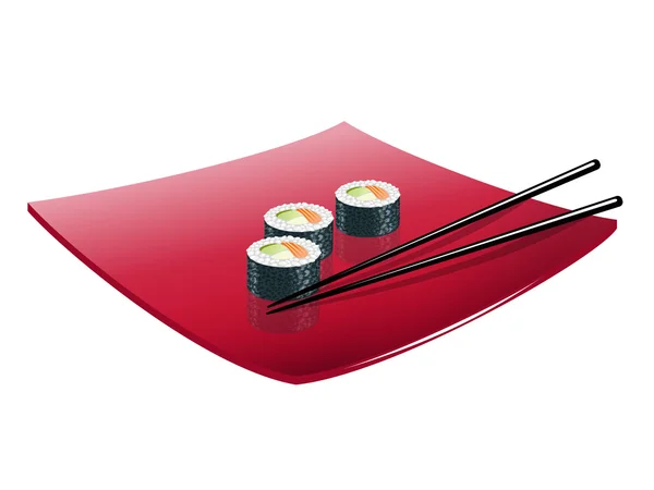 Sushi med fisk, avokado och ost. Vektor. — Stock vektor