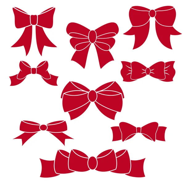 Set of red bows. — Stock Vector