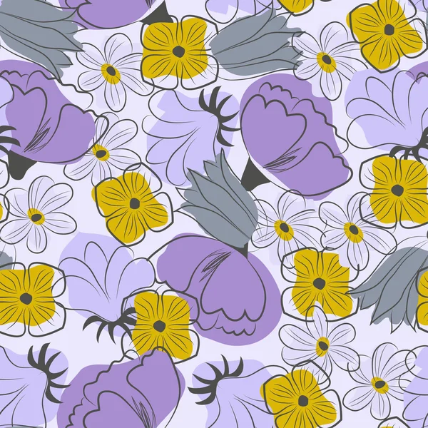 Soyut seamless modeli basit ilkel çiçek