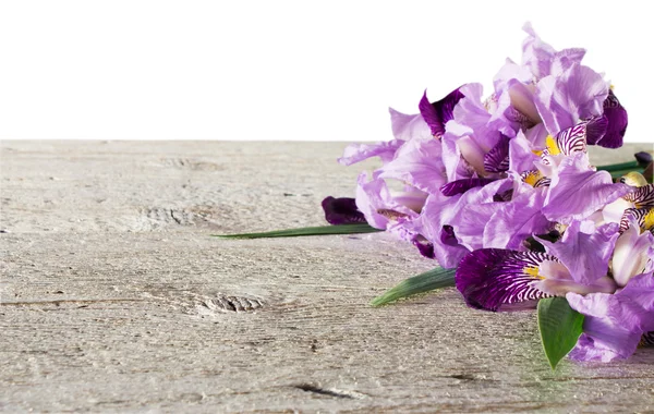 Bukiet bzu Iris na jasnym tle drewnianych — Zdjęcie stockowe