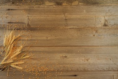 buğday taneleri ahşap arka plan üzerinde kulaklarıyla