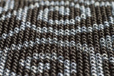 siyah ve Gümüş Boncuklar makro paterni