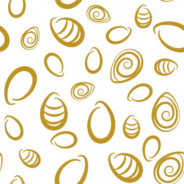 Paskalya yumurta kontur üzerinde beyaz bir arka plan ile seamless modeli