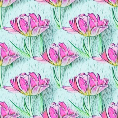 Güzel Lale çiçek ile Seamless modeli. Çiçek sorunsuz arka plan