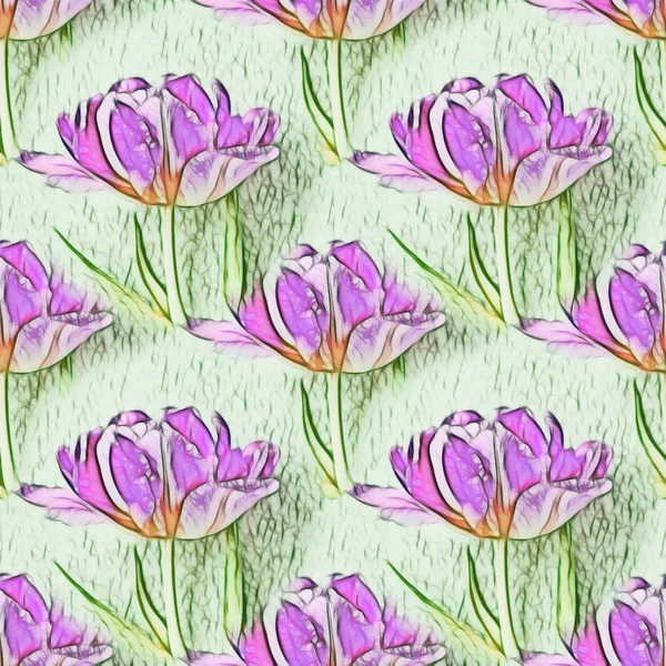Patrón sin costuras con hermosas flores de tulipán. Fondo floral sin costuras —  Fotos de Stock