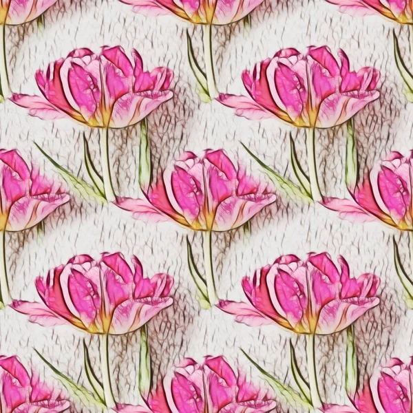 Nahtloses Muster mit wunderschönen Tulpenblüten. Nahtloser blumiger Hintergrund — Stockfoto