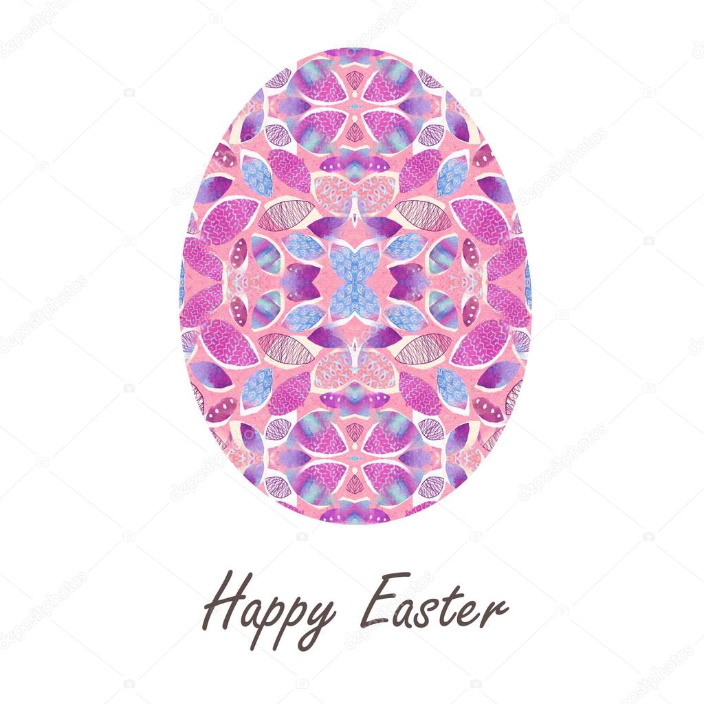 Colorful Single Easter Egg With Beautiful Color Abstract Pattern Isolated On White Background